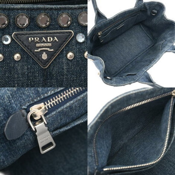 PRADA Canapa Mini Tote Blue Denim Handbag - Picture 11 of 12